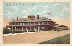 ILLINOIS CENTRAL STATION New Orleans, LA Railroad Depot c1920s Vintage Postcard
