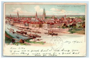 1902 Totalansicht von Bremen Postcard Ship German Private Mailing Card