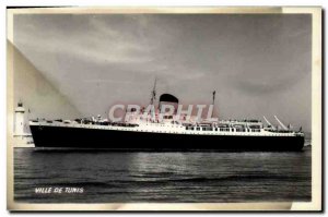 Old Postcard Boat Ship City of Tunis