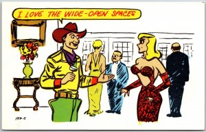 I Love The Wide-Open Spaces Woman Wants Wide Space Comic Postcard