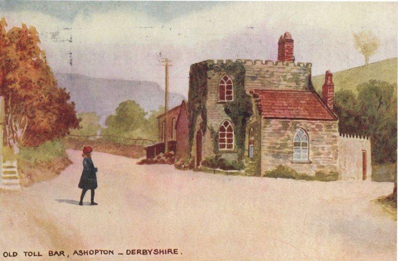 Old Toll Bar Ashopton Derbyshire Art Oilette Postcard