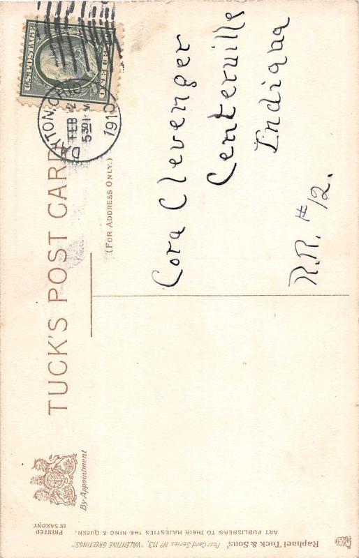 D37/ Valentine's Day Love Holiday 2 Postcard 1910 Greene Johnson Heart Border 2