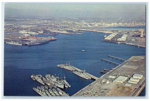 c1960 Looking Northeast Terminal Naval Station Long Beach California CA Postcard