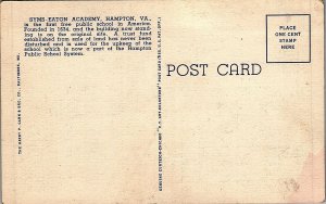 1930s HAMPTON VIRGINIA SYMS-EATON ACADEMY LINEN POSTCARD 38-216