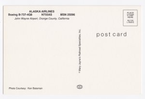 Alaska Airlines Boeing B-737-4Q8 Postcard - John Wayne Airport Undated