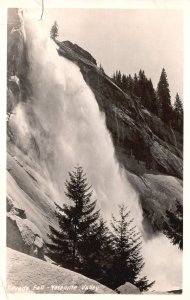 Vintage Postcard 1946 Real Photo Nevada Fall Yosemite Valley California CA RPPC