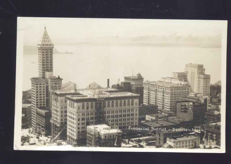 RPPC SEATTLE WASINGTON DOWNTOWN BIRDSEYE VIEW VINTAGE REAL PHOTO POSTCARD