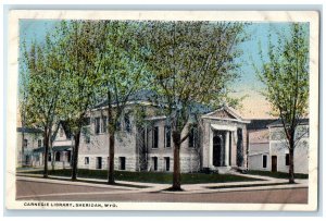 c1940's Carnegie Library Exterior Roadside Sheridan Wyoming WY Unposted Postcard