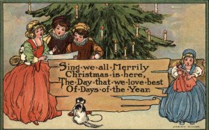 Marion Miller Nister Christmas Children Singing Caroling c1910 Vintage Postcard