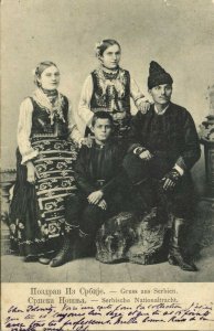 serbia, Family in Serbian National Costumes (1907) Postcard