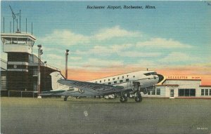 Airport Airplane Shane Teich linen Rochester Minnesota 1940s Postcard 21-900