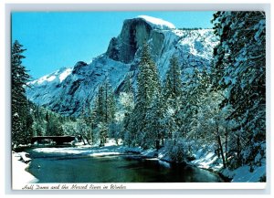 Vintage Hall Dome And The Menced River In Winter Postcard 7GE