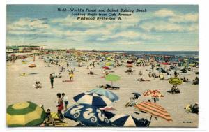 Bathing Beach Scene Wildwood By The Sea New Jersey 1950 postcard