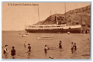 c1910 S.S. Cabrillo Steamer Cruise Ship Fishing Boat Catalina Island CA Postcard