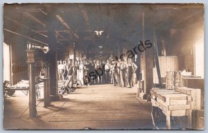 K50/ Interesting RPPC Postcard c1910 Americana Interior Factory Men 200