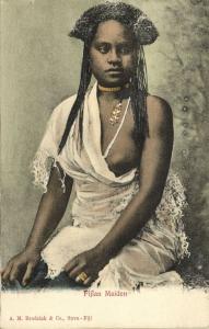 fiji islands, Beautiful Native Fijian Maiden (1899) Brodziak & Co.