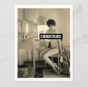 French, Nude, Dressing Table, Boudoir, Risque Erotic Vintage Inspired Postcard