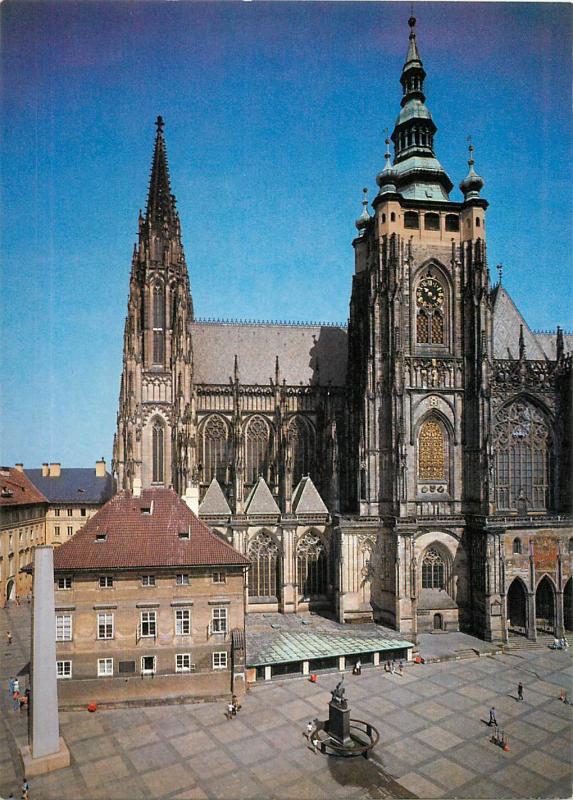 Praha goticka 12x17cm card Czech R. Cathedral of Saint Vitus Prague Castle