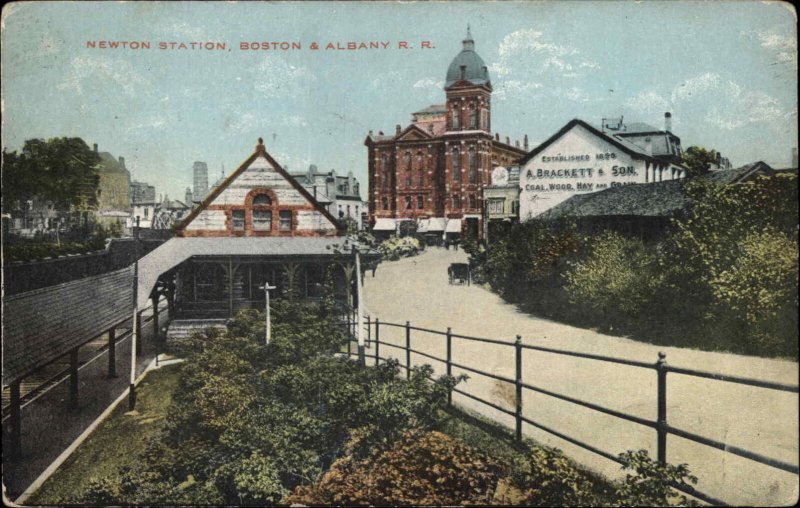 Albany New York NY Train Station Depot Visible Signs 1900s-10s Postcard