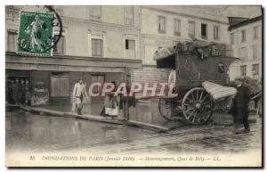 Postcard Old Paris flood of the Seine January 1910 Floods Demenagement Quai B...