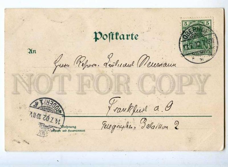 240534 HUNT Oberhof Jagdschloss DEER Vintage LITHO postcard