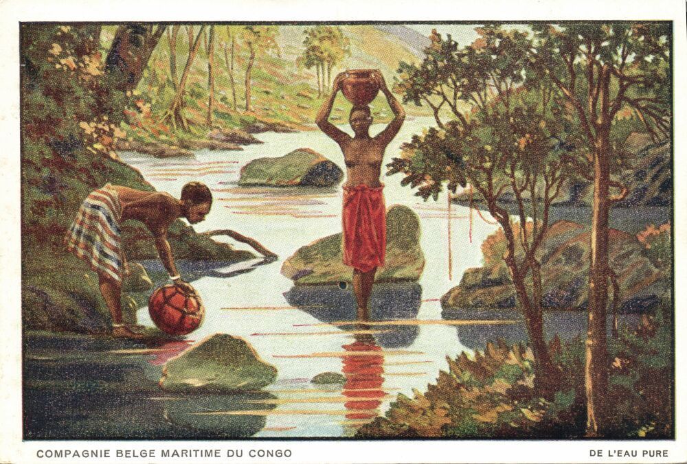 belgian congo, Group of Topless Native Mandibu Women (1920s) Postcard