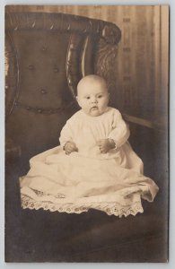 RPPC Baby Girl Eunice Marion Hollister Nice Antique Chair Postcard A22