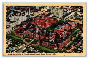 Aerial View Johns Hopkins Hospital Baltimore Maryland MD UNP Linen Postcard R25