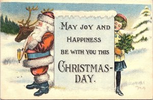 May Joy And Happiness Be With You This Christmas Day Postcard Santa Claus