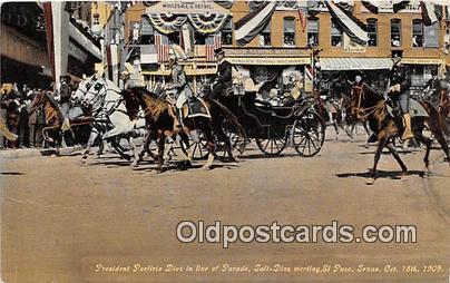 President Porfirio Dioz, Parade El Paso Texas, USA Oct 16, 1909 Postcard Post...