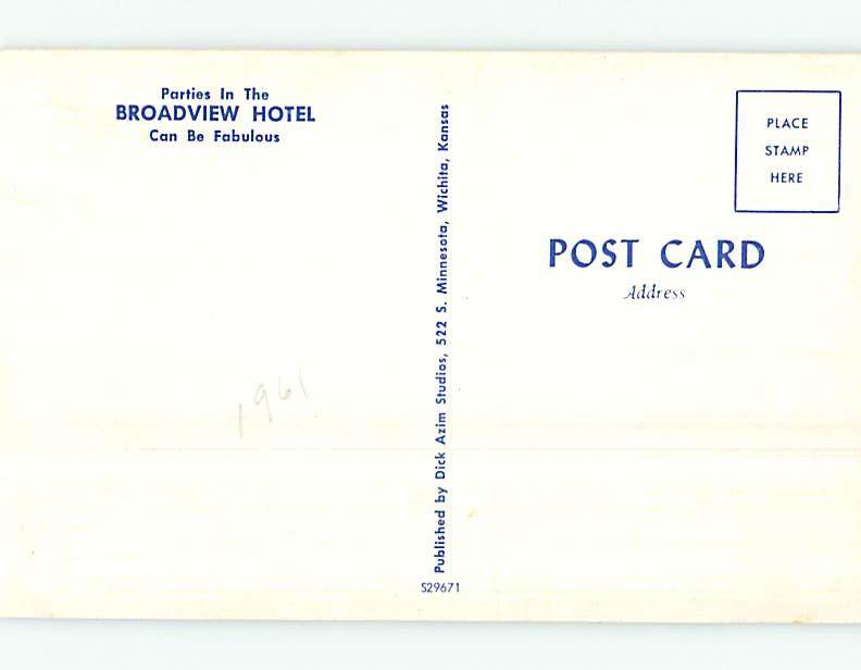 Unused Pre-1980 BROADVIEW HOTEL RESTAURANT Wichita Kansas KS p5521-12