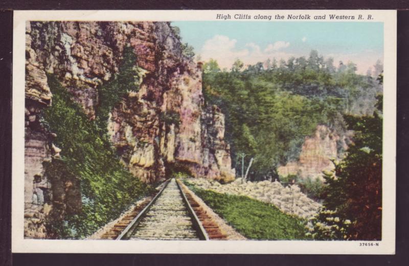 High Cliffs along the Norfolk and Western RR Post Card 3785