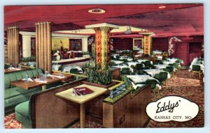 KANSAS CITY, MO Missouri ~ Roadside EDDY'S RESTAURANT 1950 Linen Postcard