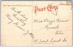Fond Remembrances 1909 Embossed Postcard Flowers Castle Crestline Ohio