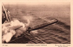 French Navy Torpedo Launch from Destroyer Boat War Time