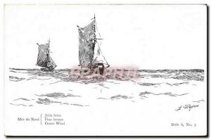 Postcard Old Boat Sailboat North Merdu breeze