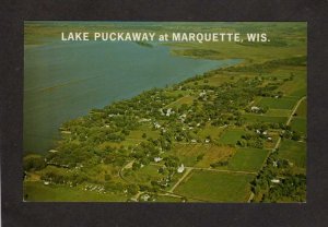 WI Lake Puckaway Marquette Wisconsin Aerial View Postcard Houses