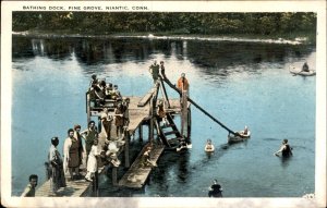 Niantic Connecticut Pine Grove Bathing Swim Dock c1900-20s Vintage Postcard
