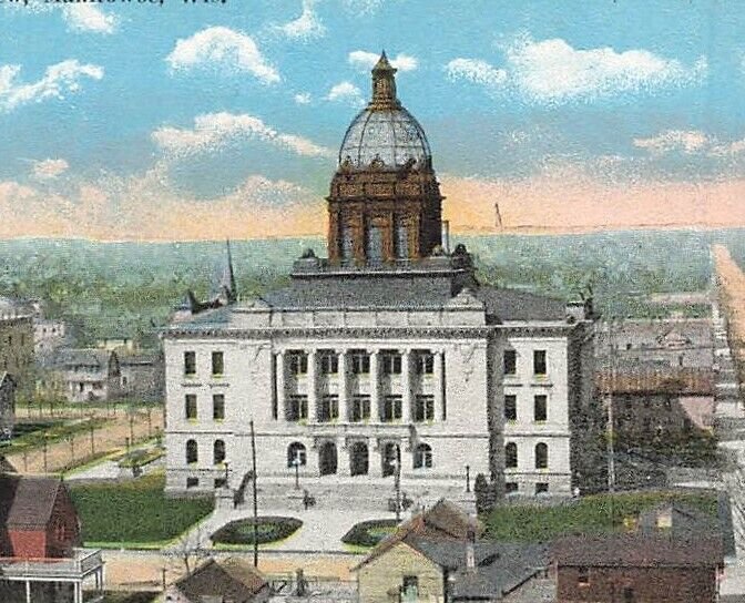 c1920 Aerial View Court House Manitowoc Wisconsin WI P482 