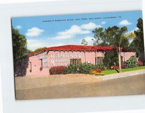 Postcard Ramona's Marriage Place, Old Town, San Diego, California