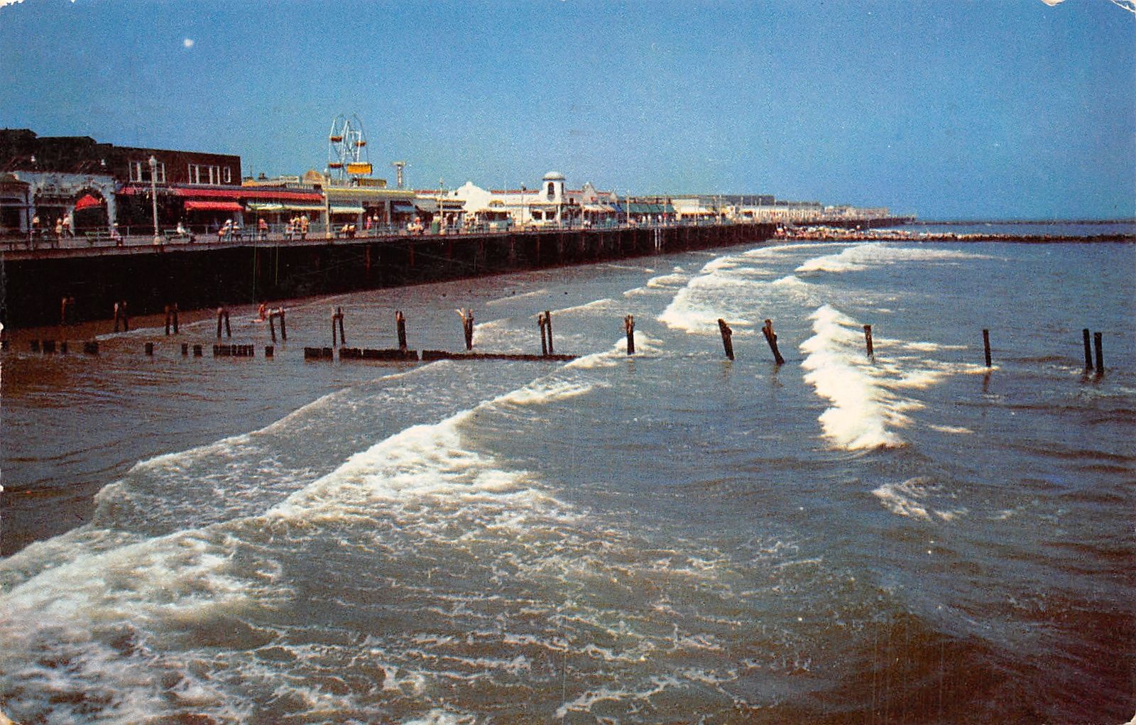 ocean city new jersey boardwalk surf scene ferris wheel 1960 postcard hippostcard hippostcard