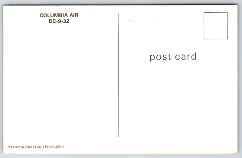 Transportation~Columbia Air DC-9-32 Jet On Runway~Vintage Postcard
