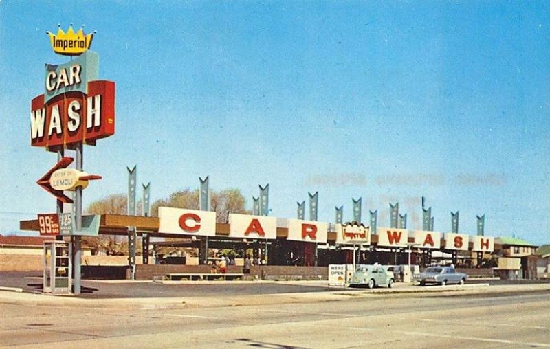 Los Angeles CA Imperial Car Wash Old Cars VW Postcard