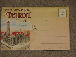 Latest View Folder of Detroit Mich., Postcard Souvenir Foldout, unused-1940`s