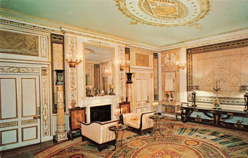 Vizcaya French Empire Sitting Room Fireplace Miami Fl. Postcard 2R5-379 