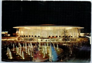 Postcard - The Pavilion of U.S.A. by night, Expo 58 - Brussels, Belgium