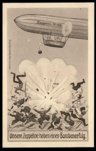 Germany WWI Zeppelin Patriotic Humor Postcard UNUSED 97873