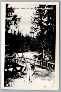 Postcard RPPC c1940s McDonald Falls MT Glacier National Park Cecil Nixon Photo