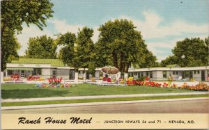 Ranch House Motel Nevada MO Missouri Unused Vintage Linen Postcard H52