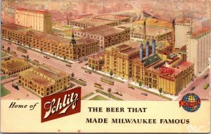 VINTAGE POSTCARD JOS SCHLITZ BREWING COMPANY MILWAUKEE WISCONSIN POSTED 1947